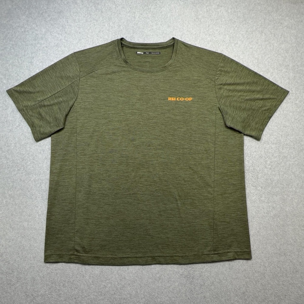REI Co-op Shirt Men Large Green Short Sleeve Graphic Performance Active Pursuits
